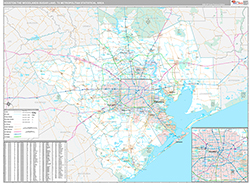 Houston-The Woodlands-Sugar Land Metro Area Wall Map Premium Style 2026